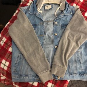 Forever 21 Jean Jacket with Sweatshirt Sleeves